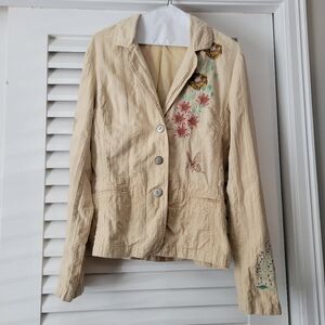 Johnny Was Jacket Blazer Floral Butterfly Embroidered.